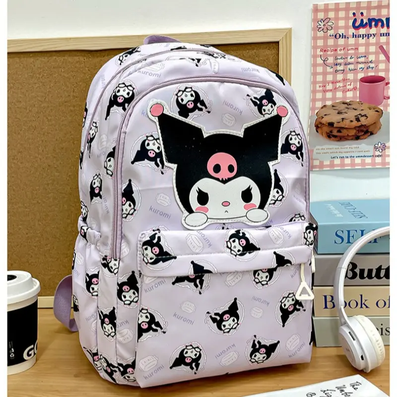 New Kuromi Cartoon Cute Junior High School Bag Trendy Fashion Backpack Student Large Capacity Backpack Hello Kitty Messenger Bag