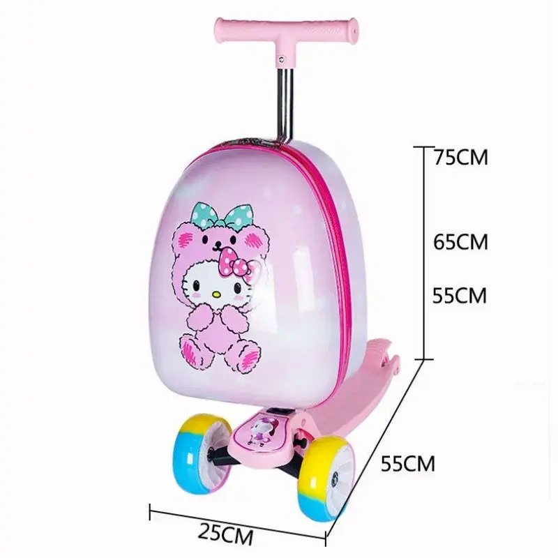 Disney Cartoon Scooter Lazy trolley luggage Can Ride Cute Drag Bags and Cabin Suitcase Travel bags for children Kids Luggage