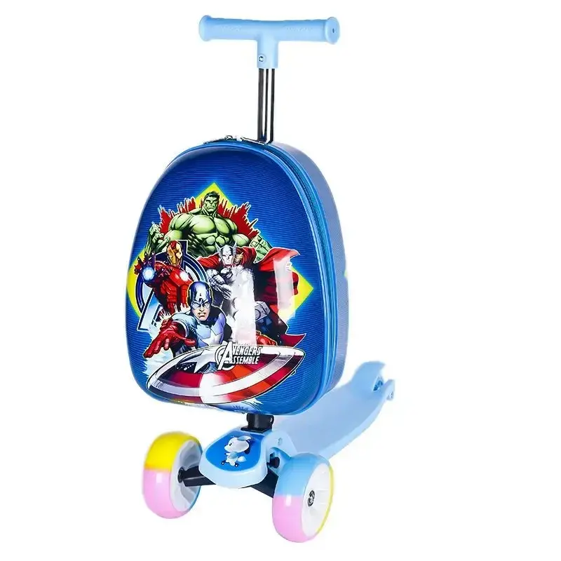 Disney Cartoon Scooter Lazy trolley luggage Can Ride Cute Drag Bags and Cabin Suitcase Travel bags for children Kids Luggage