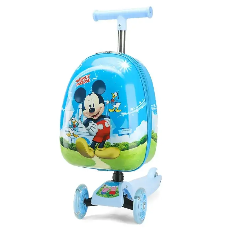 Disney Cartoon Scooter Lazy trolley luggage Can Ride Cute Drag Bags and Cabin Suitcase Travel bags for children Kids Luggage