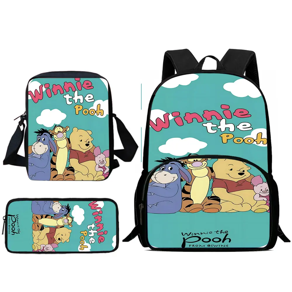 Child Cute Winnies the Pooh bear Backpacks Shoulder Bag Pencil Case Pupil Large Capacity School Bags for Boys Girls Best Gift