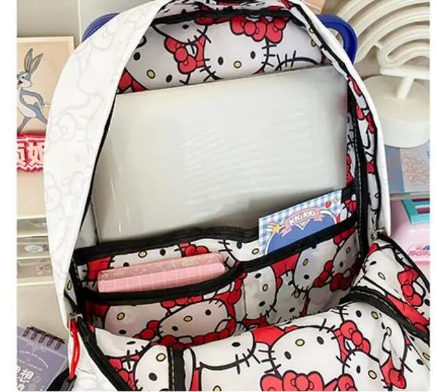 Cute Hello Kitty Teenage Bookbag Nylon Rucksack Fashion Girl Backpack Women Shoulder Bag High School Schoolbag