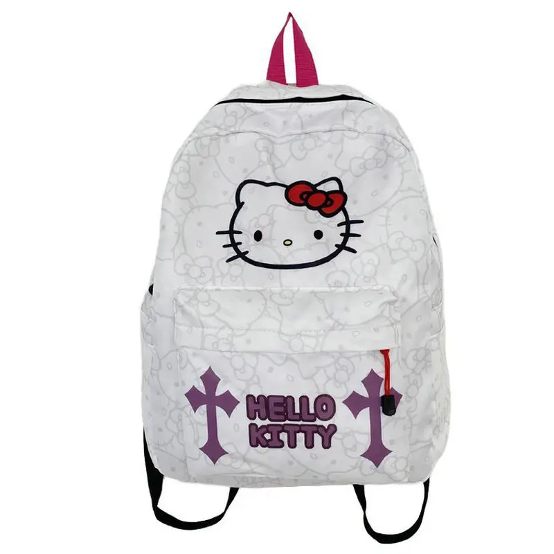 Cute Hello Kitty Teenage Bookbag Nylon Rucksack Fashion Girl Backpack Women Shoulder Bag High School Schoolbag