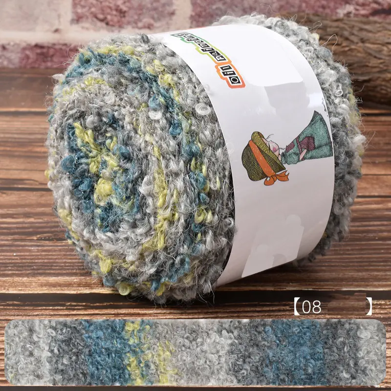 Warm Color Gradient Oil Painting Circle Yarn Segment Dyed Wool DIY Hand Woven Sweater Scarf Jacket Yarn Ball