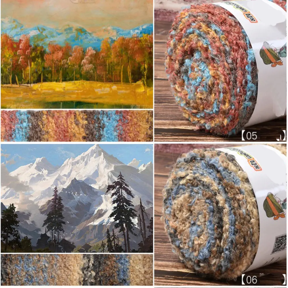 Warm Color Gradient Oil Painting Circle Yarn Segment Dyed Wool DIY Hand Woven Sweater Scarf Jacket Yarn Ball