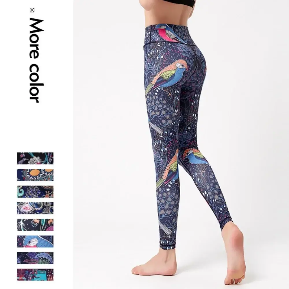 Cloud Hide Yoga Pants Women Flower High Waist Sports Leggings Girl Tights Push Up Trainer Running Trousers Workout Tummy Control