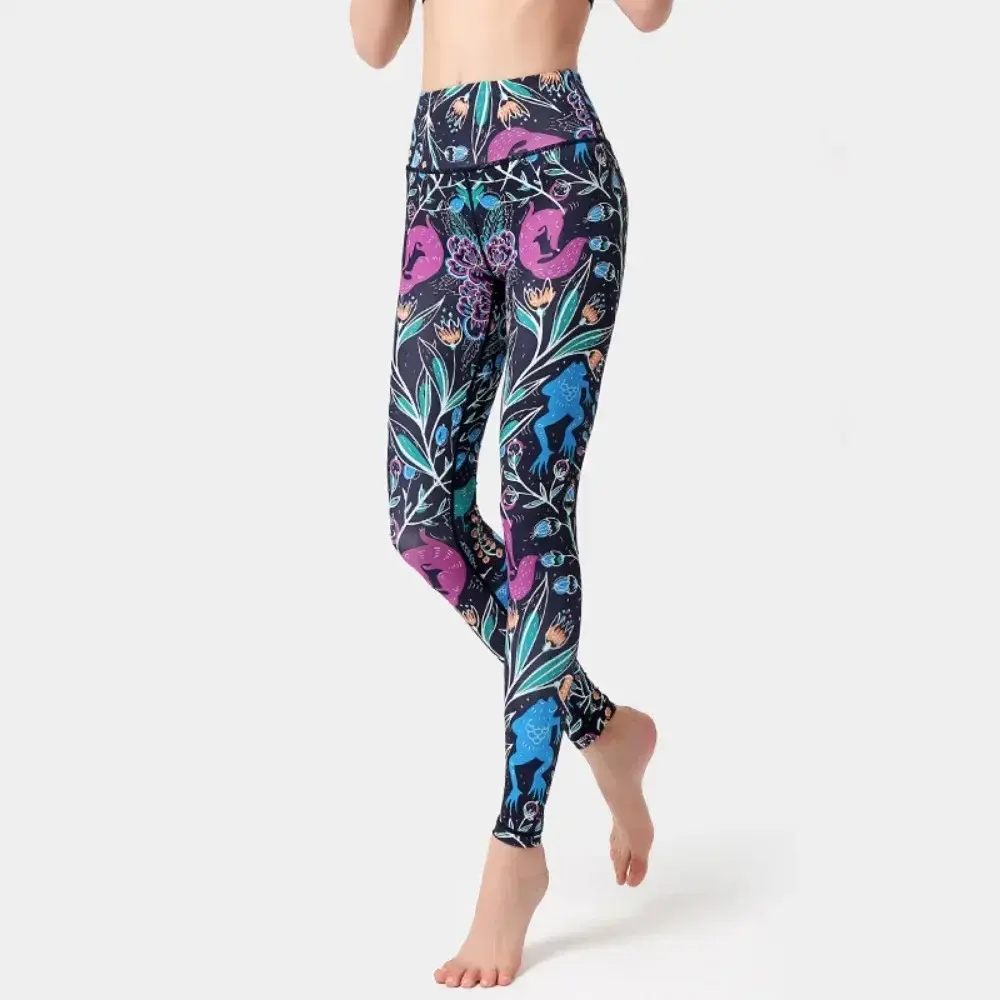 Cloud Hide Yoga Pants Women Flower High Waist Sports Leggings Girl Tights Push Up Trainer Running Trousers Workout Tummy Control