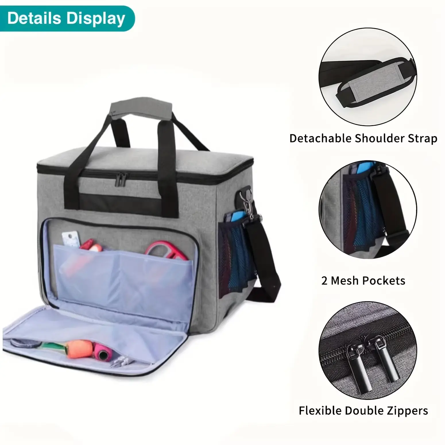 Large Capacity Empty Knitting Storage Bag Crochet Bag Fits Most Standard Sewing Machines and Storage Sewing Accessories