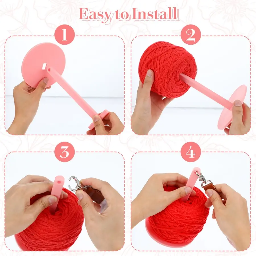 1Pc Yarn Holder Plastic Spinning Knitting Tools Crochet Accessories Stand DIY Sewing Thread Spool With Wrist Strap For Wool Ball