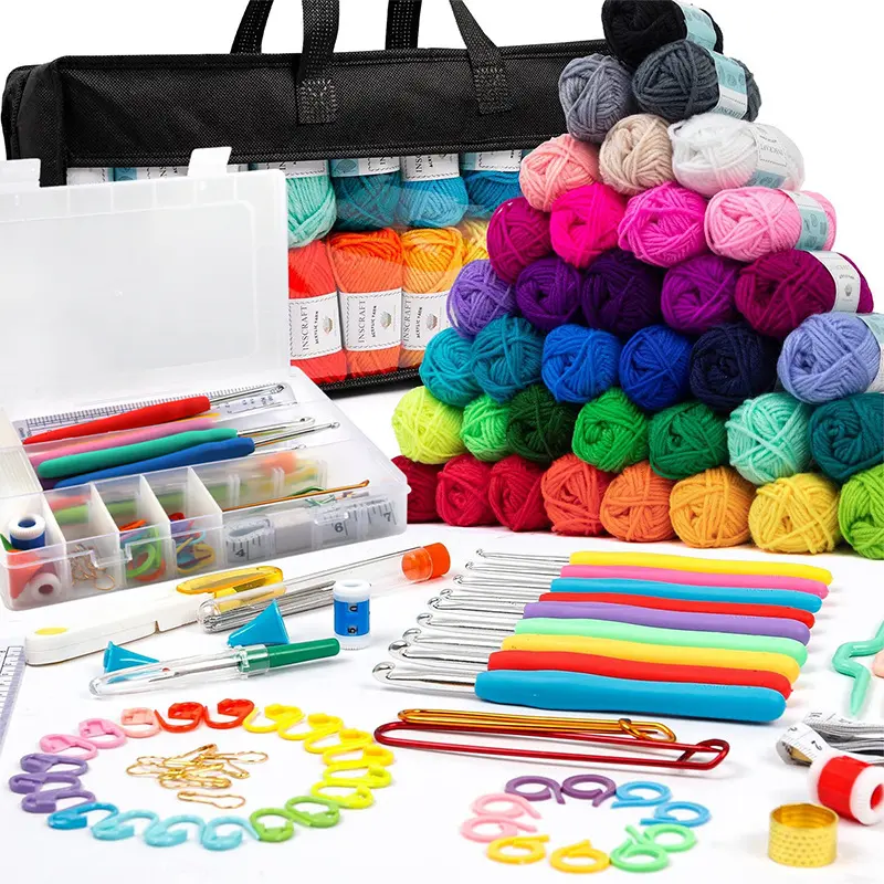 113 Piece Set Yarn Crochet Set Multi Size Crochet Long-Term Use Without Fatigue Beginner Set DIY Originality Weaving Tools