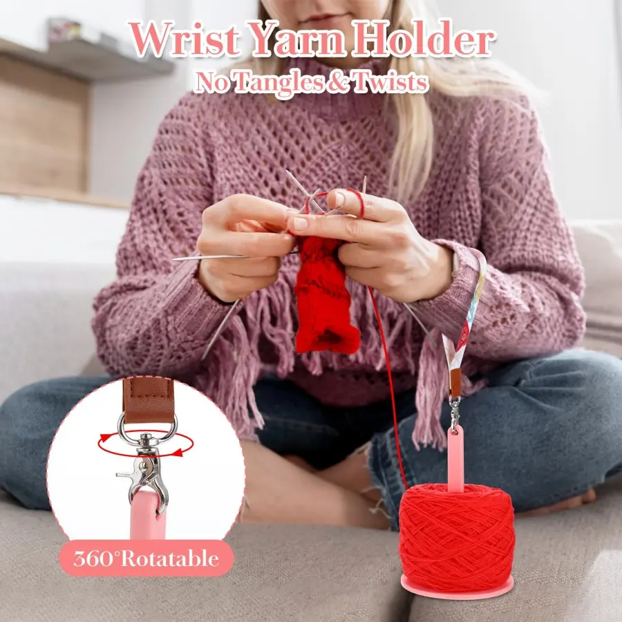 1Pc Yarn Holder Plastic Spinning Knitting Tools Crochet Accessories Stand DIY Sewing Thread Spool With Wrist Strap For Wool Ball