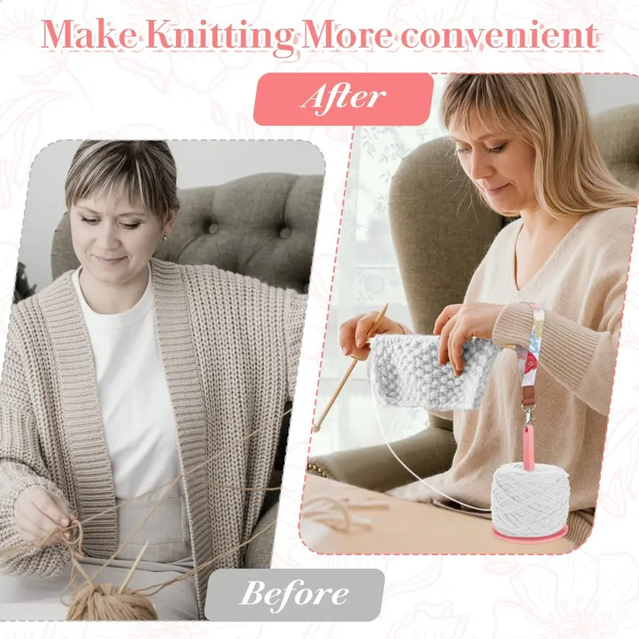 1Pc Yarn Holder Plastic Spinning Knitting Tools Crochet Accessories Stand DIY Sewing Thread Spool With Wrist Strap For Wool Ball