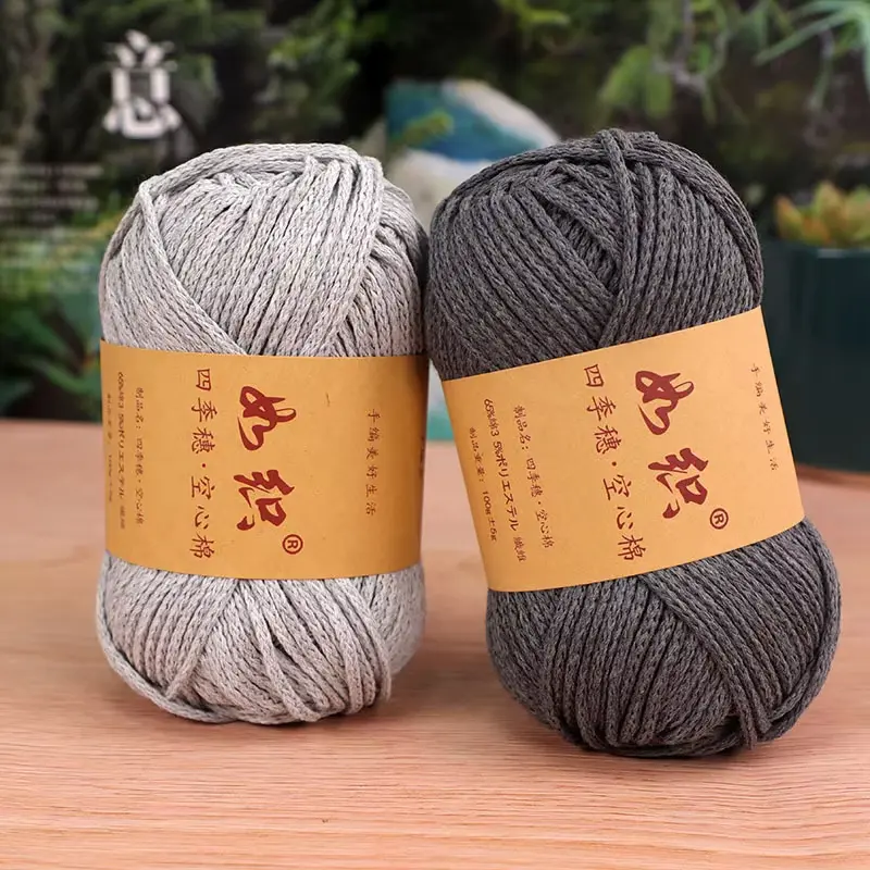 85M/roll 100g Crochet Knitting Yarn 65% Cotton Crochet Thread Macrame Rope Handmade Wool Line Yarn For Knitter Crochet Bag