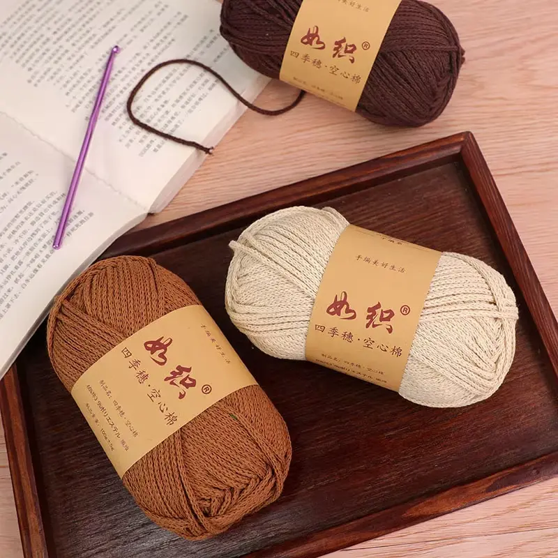 85M/roll 100g Crochet Knitting Yarn 65% Cotton Crochet Thread Macrame Rope Handmade Wool Line Yarn For Knitter Crochet Bag