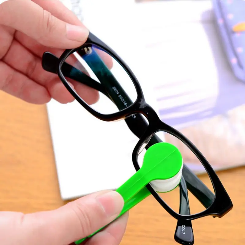 2Pcs Portable Multifunctional Glasses Cleaning Rub Eyeglass Sunglasses Spectacles Microfiber Cleaner Clean Brushes Tools