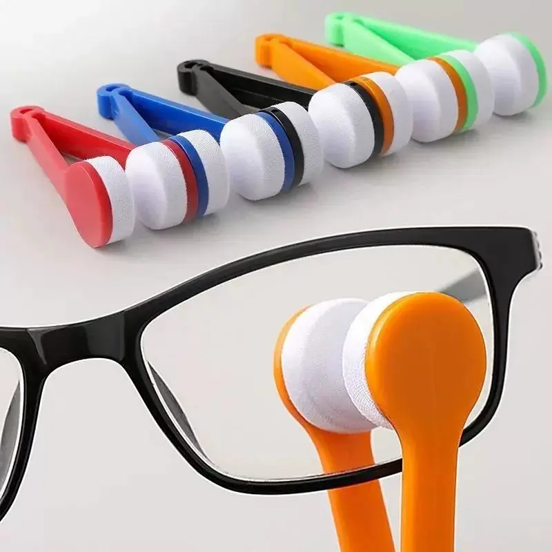 2Pcs Portable Multifunctional Glasses Cleaning Rub Eyeglass Sunglasses Spectacles Microfiber Cleaner Clean Brushes Tools