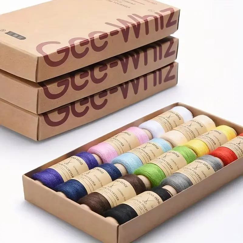12pcs Household Sewing Thread Cowhide Carton Color Hand-Sewn Small Roll 402 Clothes Hand-Sewn Needle Thread