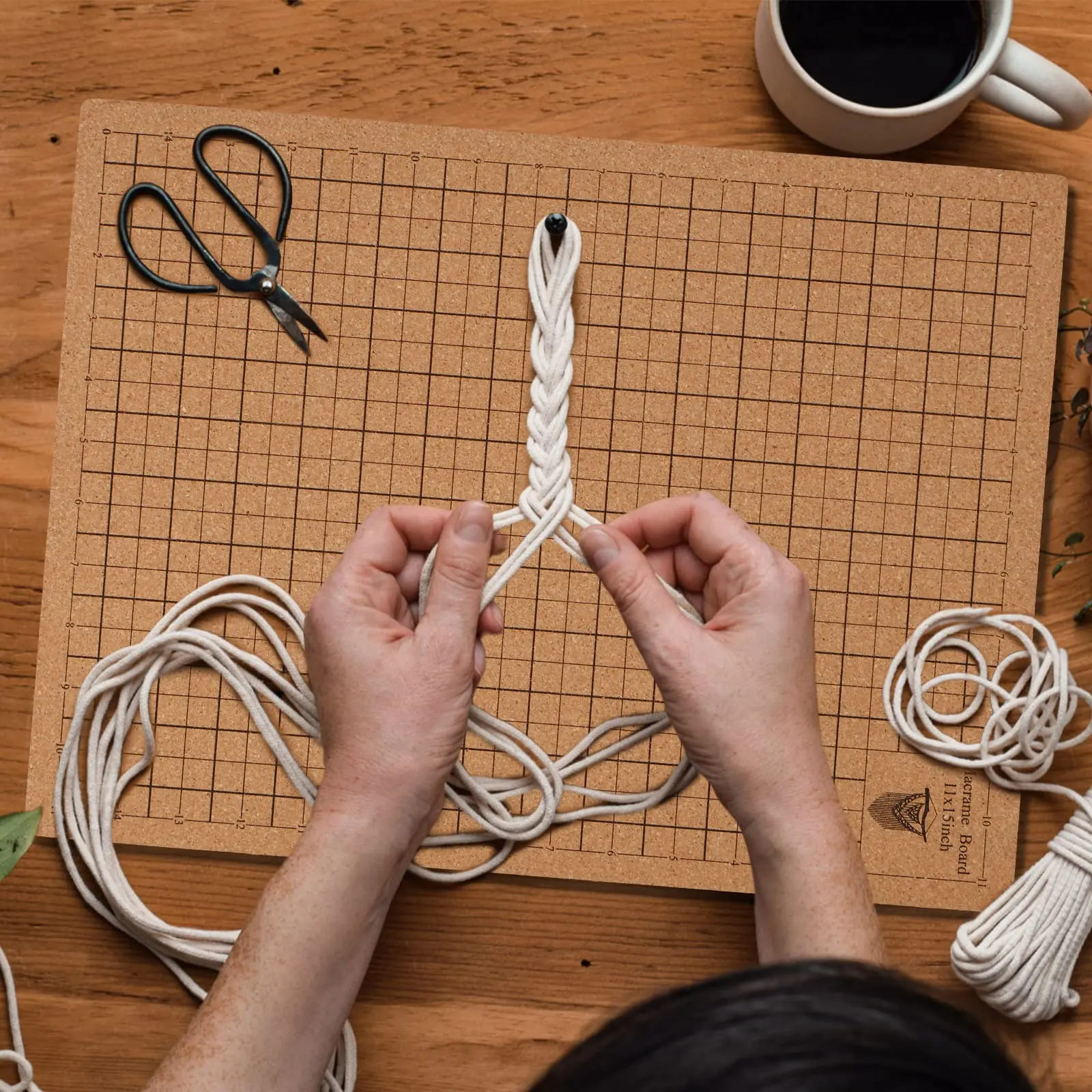 1set Macrame Board with Pins Reusable Double Side Macrame Board Grided Cork Board For Bracelet Jewelry Making Hand Kniting
