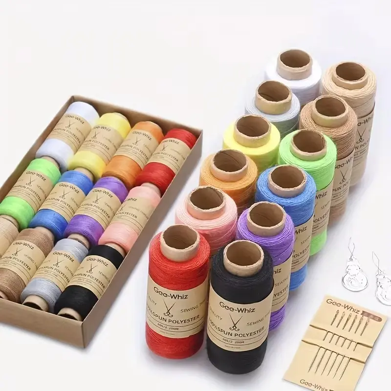 12pcs Household Sewing Thread Cowhide Carton Color Hand-Sewn Small Roll 402 Clothes Hand-Sewn Needle Thread