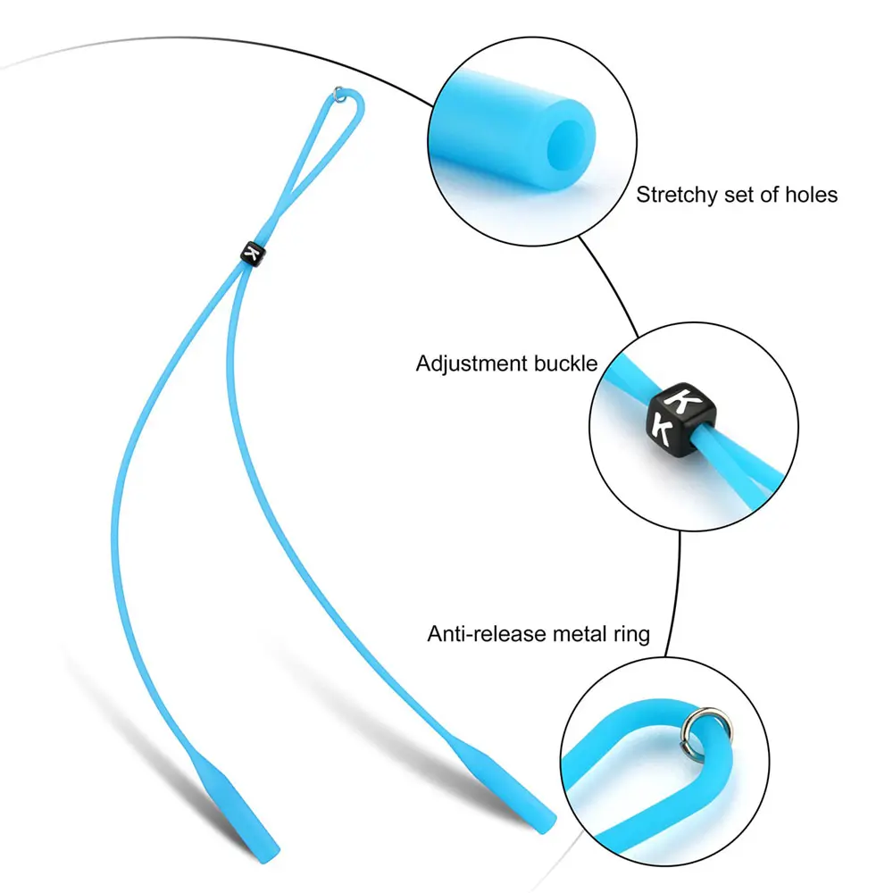 1Pc Silicone Round Head Buckle Glasses Cord Sunglasses Chain Sports Anti-Slip String Glasses Ropes Band Cord Adults Children