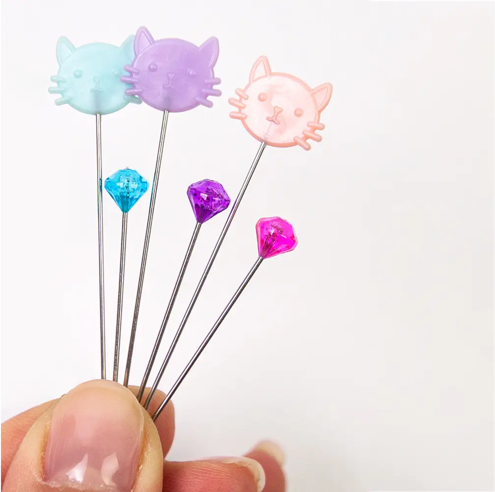 Striped Cat Pin Cushion with 80pcs Positioning Pins Storage Organizer Dressmaker Quilting Supplies for Crafts Making Sewing