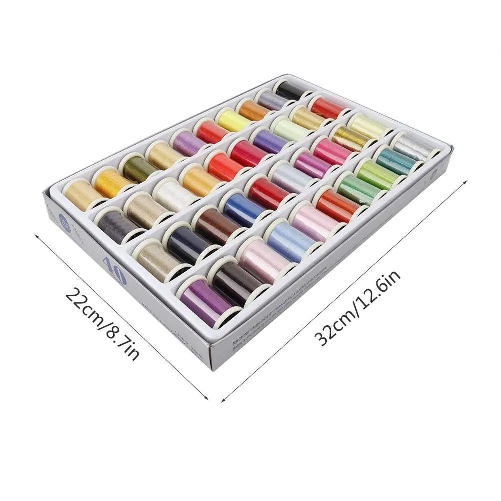 40 Colors Polyester Embroidery Thread Set 120D/2 280 Yards Embroidery Line For Home Sewing Kit