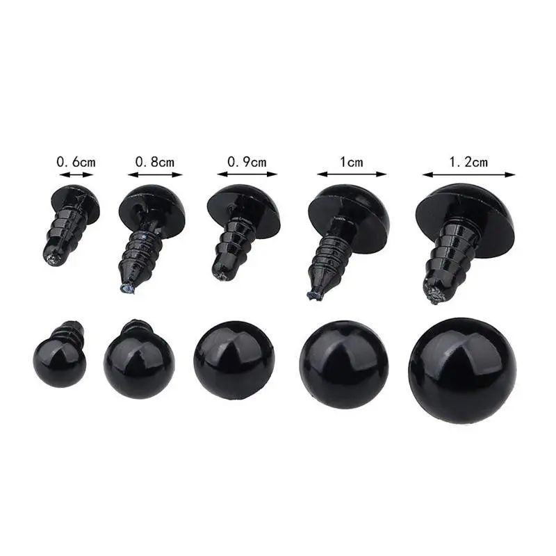 200pcs/box Black Cute Doll Eyes Set with Washers Eyes Noses For Doll Making Stuffed Animals Felt Needle Accessories