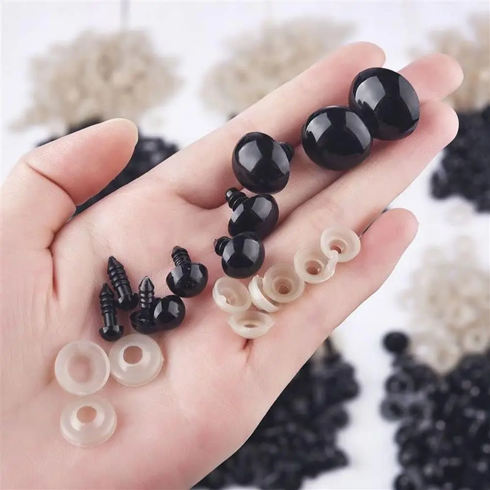 200pcs/box Black Cute Doll Eyes Set with Washers Eyes Noses For Doll Making Stuffed Animals Felt Needle Accessories