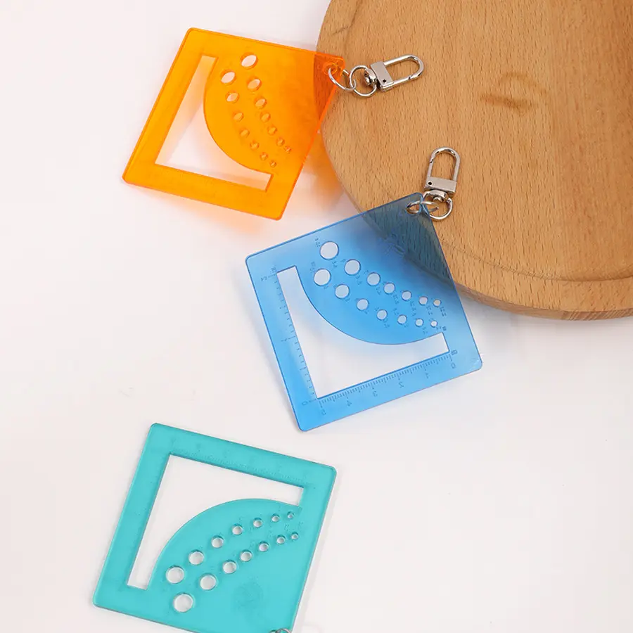 1Pc Acrylic Sewing Knitting Ruler Sweater Sewing Craft Knitting Needle Measure Tool with Keychain Carabiner Clip