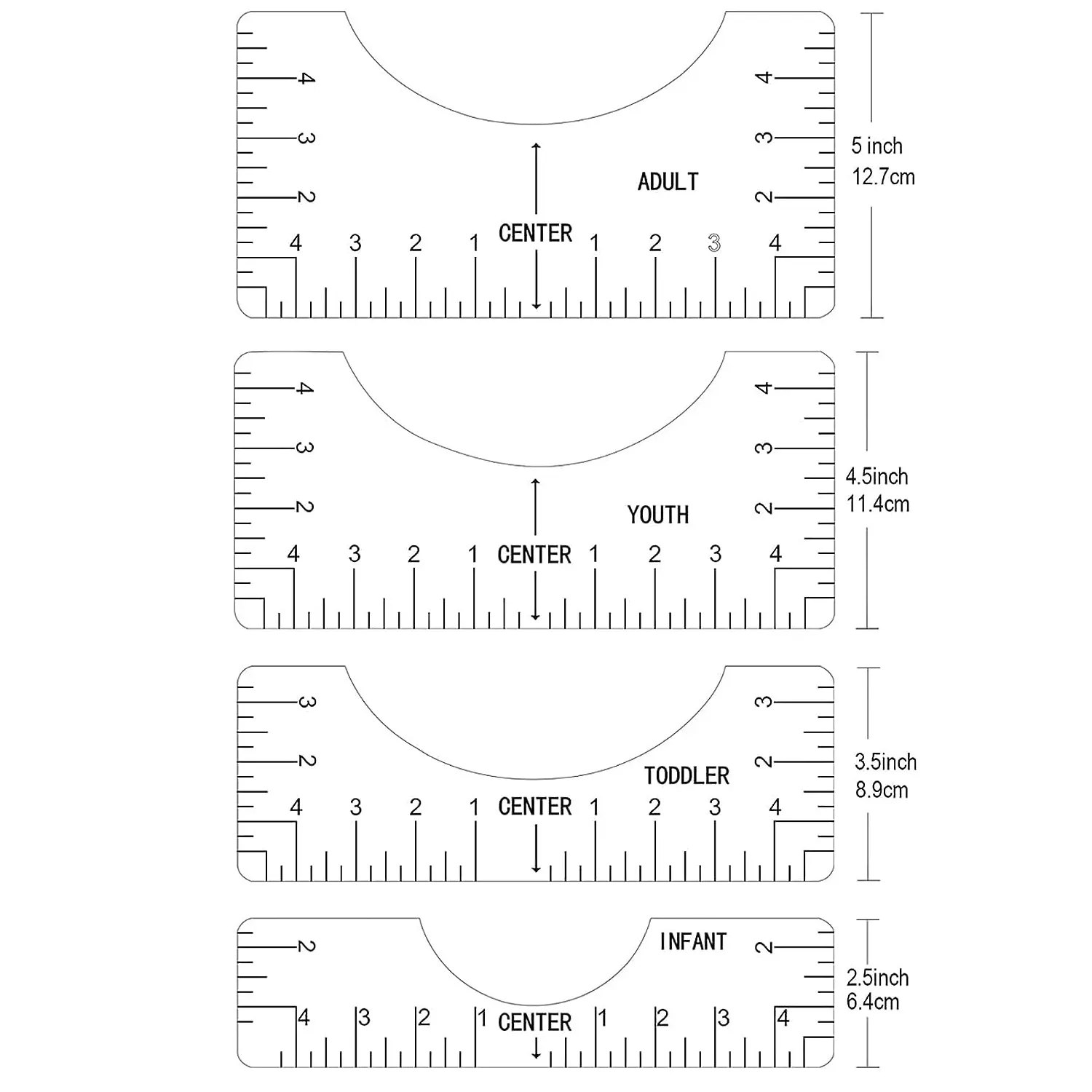 Transparent 4Pcs T-Shirt Ruler Guide Alignment Tool T-Shirt Rulers to Center Design for Adult Youth Toddler Infant Sewing Tool