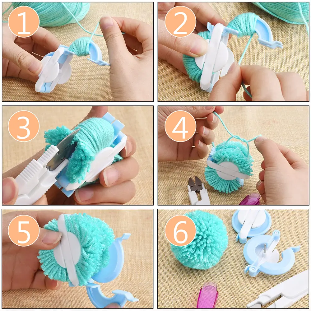 4 Sizes Portable Pompom Maker Essential Pom-pom Maker Fluff Ball Weaver Needle Craft Homen DIY Knitting Wool Home Tools