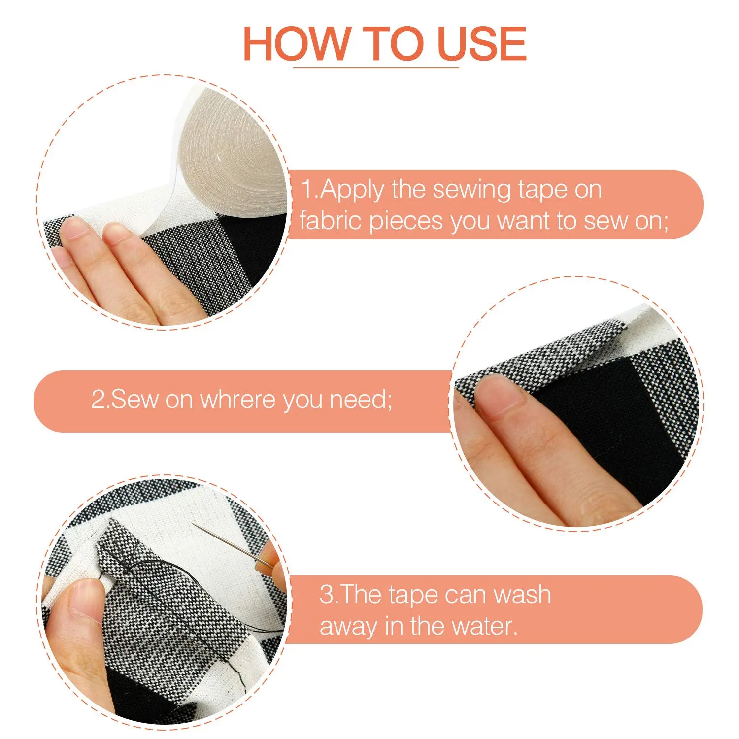 20m Water Soluble Adhesive Tape Temporary Positioning Tool For Quilting Sewing Cloth Label Double Sided Tape DIY Fixing Tool
