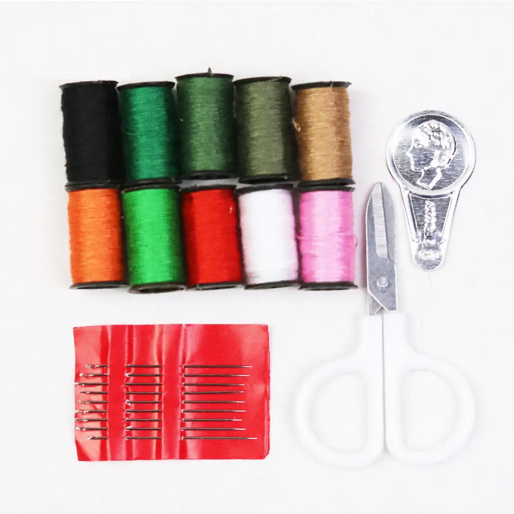 Home Travel Sewing Kit Box Circular Portable Mini Storage Box Needlework Threads Scissor Storage Boxes Set DIY Sewing Tool