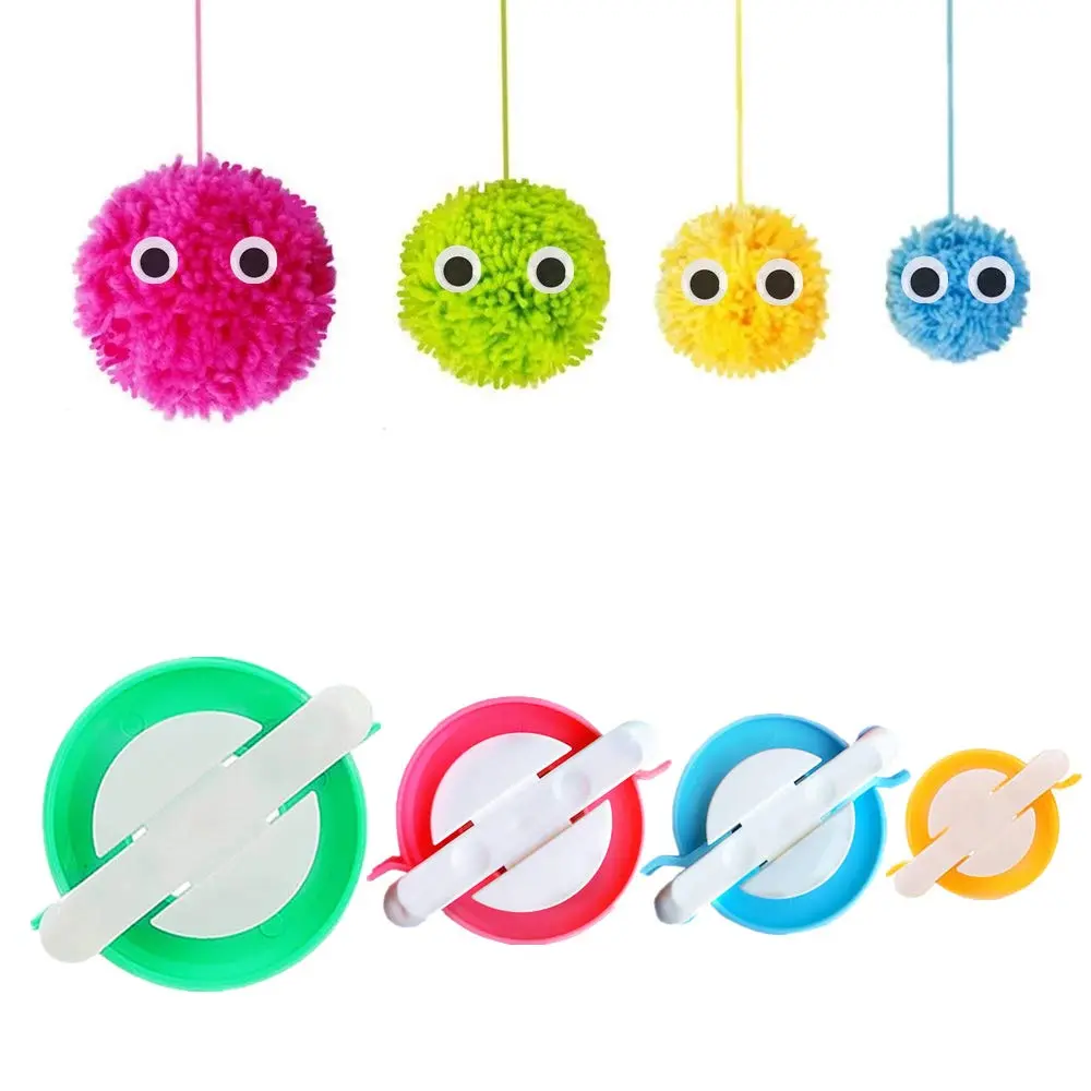 Pom Pom Maker 4 Sizes Pompom Maker Tool Set with a Thread Cutter Scissors DIY Wool Yarn Knitting Craft Project for Kids&Adult