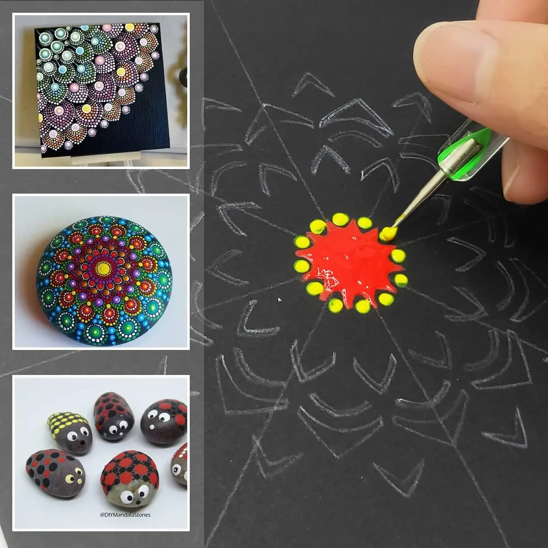 13 Pcs Of Mandala Painting Stick And Paint Stick Set Spiral Twisted Pattern Painting Supplies DIY Creative Tool Set