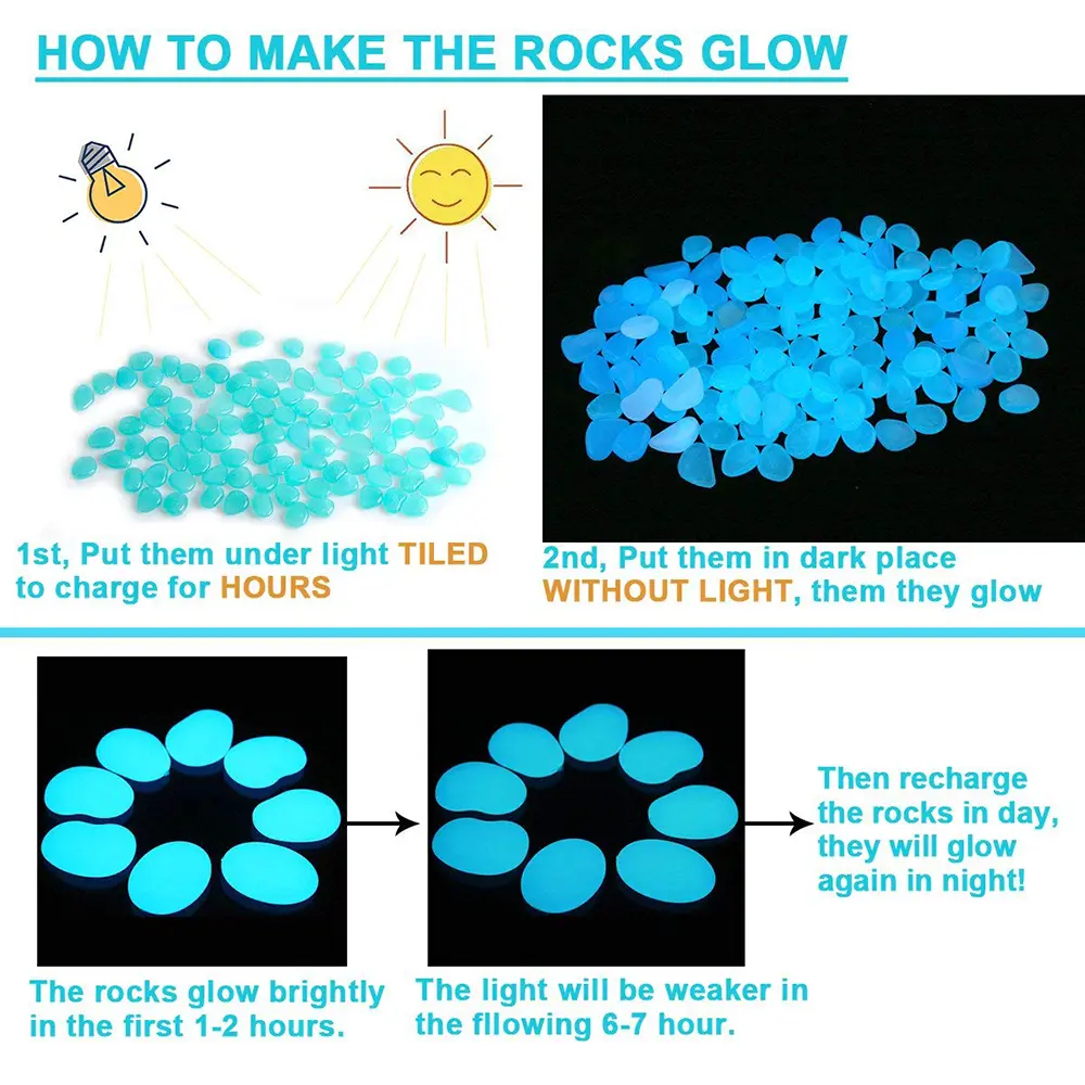 500 Pcs Of Luminous Stone High Brightness Luminous Stone Garden Landscape Luminous Stone Luminous Sand Terrazzo Floor Luminous