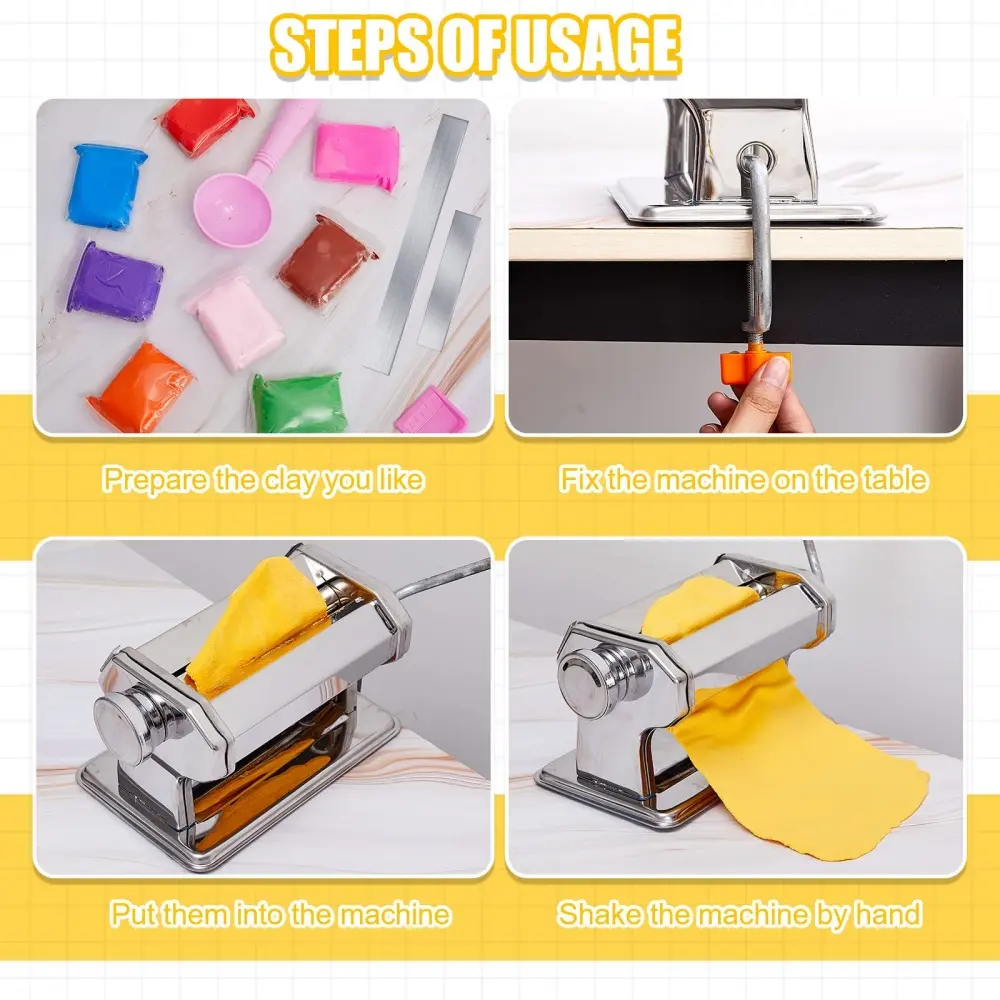 Clay Pressure Machine Mixing Colors Stainless Steel Polymer Clay Roller Machine Hand Cranked Household DIY Ceramic Clay Tool
