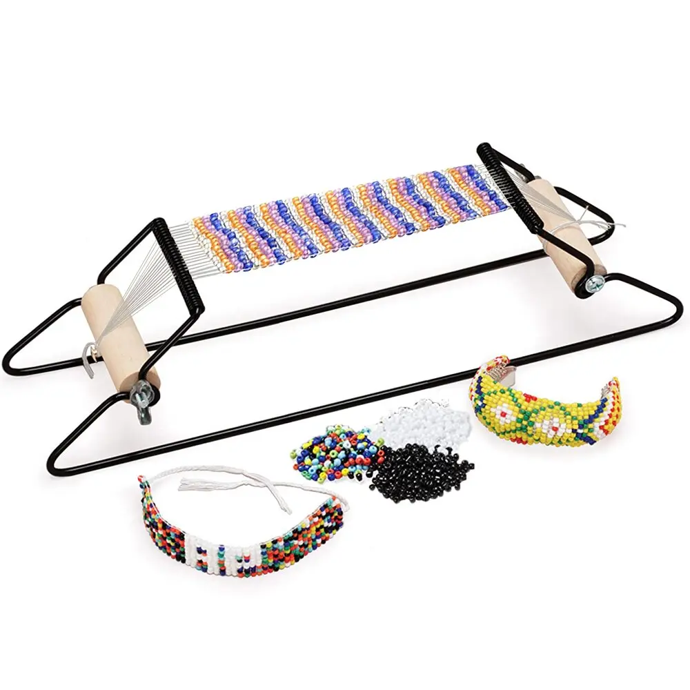 Stainless Steel Weaving Beading Loom Kits Wood Handle Knitting Machine Handmade Knitting Tools for DIY Jewelry Bracelets