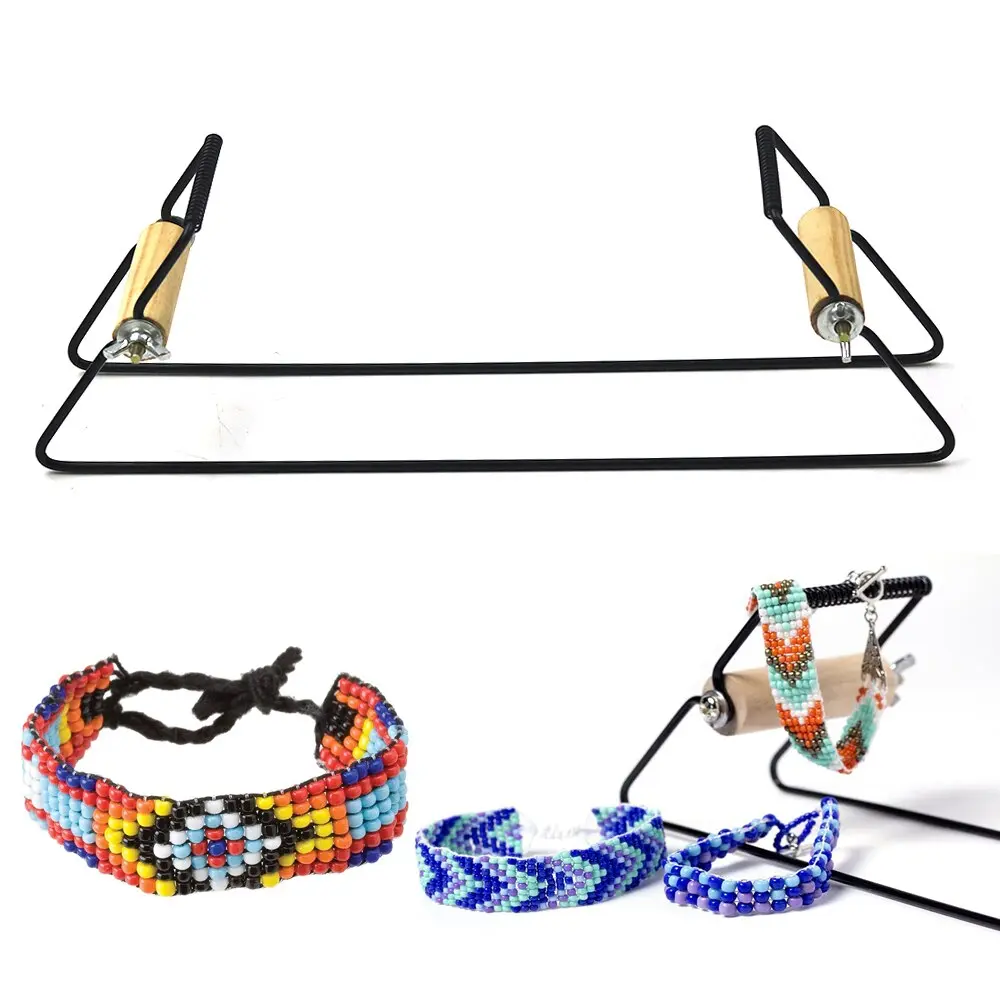 Stainless Steel Weaving Beading Loom Kits Wood Handle Knitting Machine Handmade Knitting Tools for DIY Jewelry Bracelets