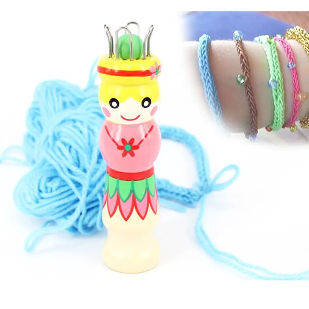 Wood Hand Knitting Doll Dolly Yarn Wool Knitter Hand Painting Rope Braided Maker DIY Knitting Tool Home DIY Accessories