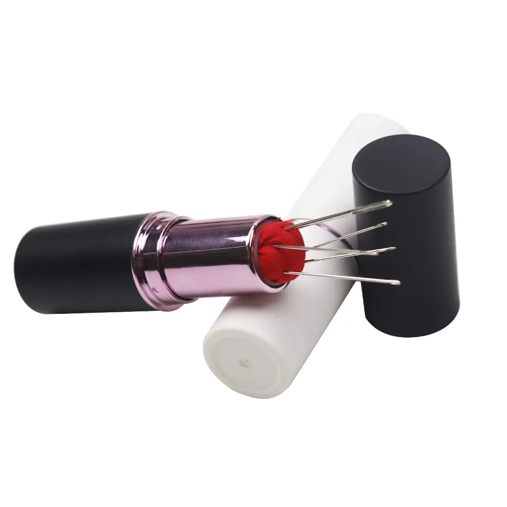 New Lipstick Needle Pin Cushion Retractable Portable Mini Safety Durable Pincushions Pins Holder DIY Needlework Sewing Tools