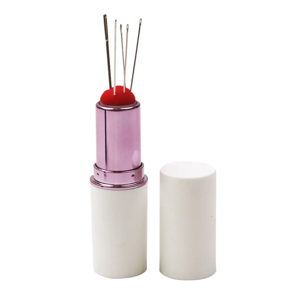 New Lipstick Needle Pin Cushion Retractable Portable Mini Safety Durable Pincushions Pins Holder DIY Needlework Sewing Tools
