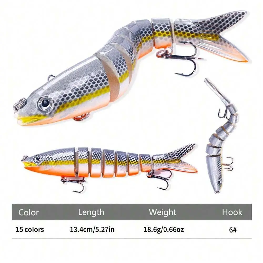 3Pcs/Box 8 Segment Fishing Lure Multi Jointed Slow Sinking Bionic 3D Eyes Fishing Bait Tool Fishing Tackles