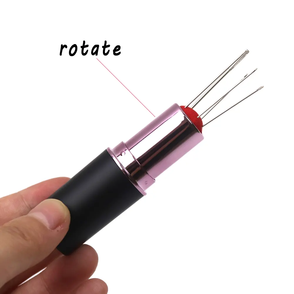 New Lipstick Needle Pin Cushion Retractable Portable Mini Safety Durable Pincushions Pins Holder DIY Needlework Sewing Tools