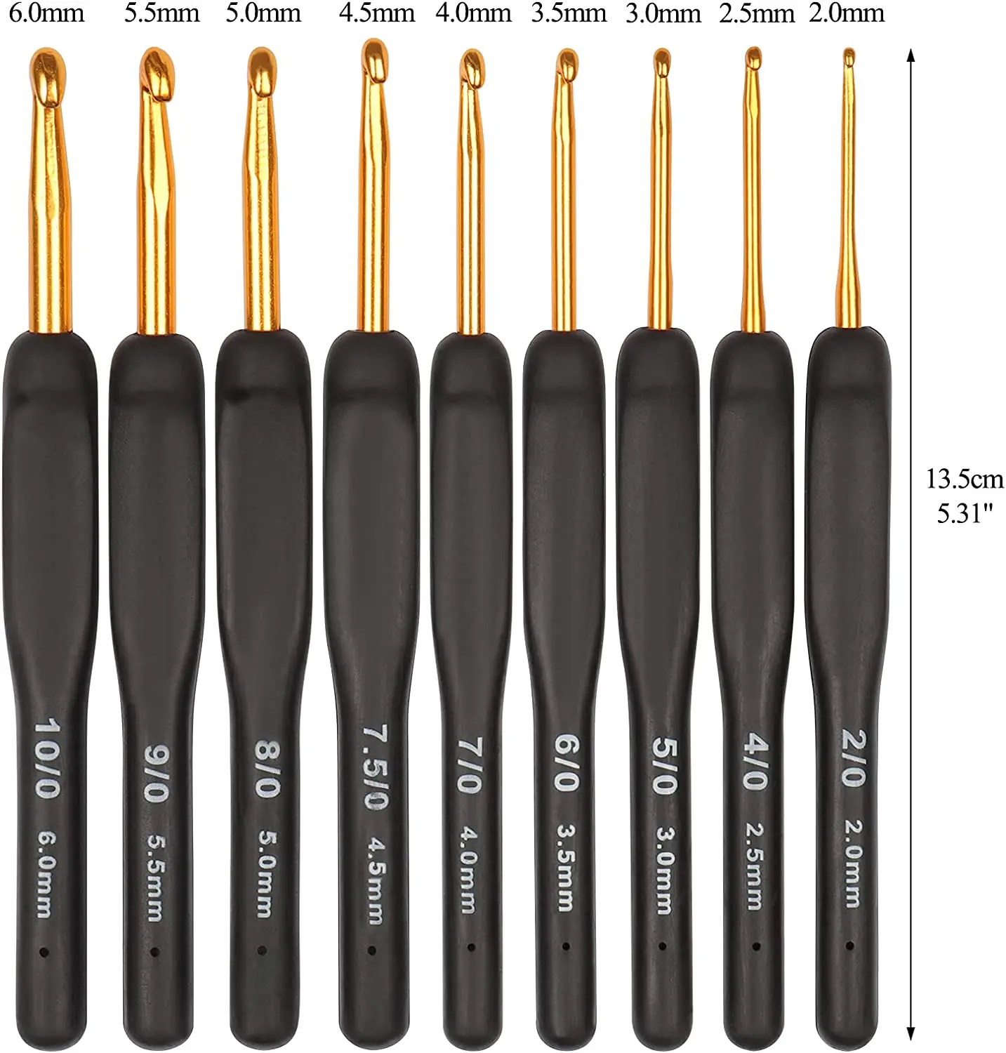 9pcs Knitting Needle Crochet Set 2.0/2.5/3.0/3.5/4.0/4.5/5.0/5.5/6.0mm Black Crochet Sweater Knitting Tool Sewing Needle Set