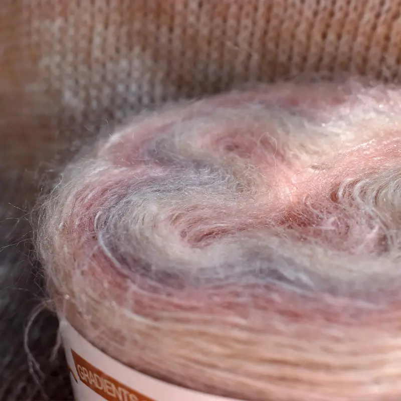 Gradient Silk Mohair Yarn Hand Woven Rainbow Hand Dyed Section Dyed Velvet Sweater Thread DIY For Scarves And Hats