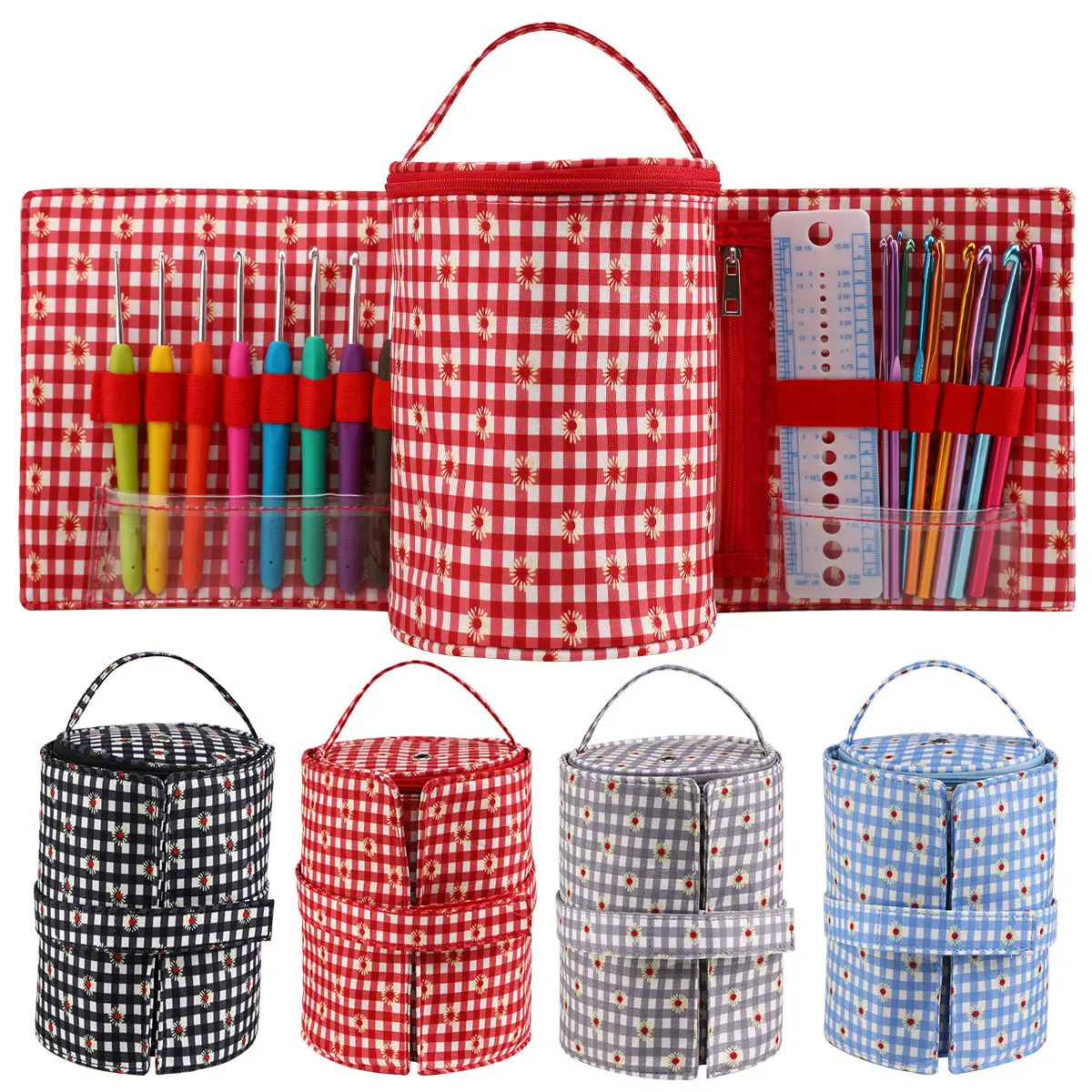 4 Color Crochet Set DIY Hand Woven Yarn Crochet Component Set Detachable Handheld Beginner Crochet Material Bag