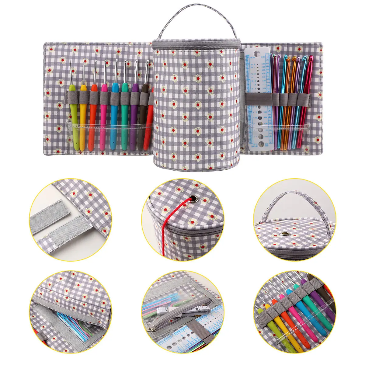 4 Color Crochet Set DIY Hand Woven Yarn Crochet Component Set Detachable Handheld Beginner Crochet Material Bag