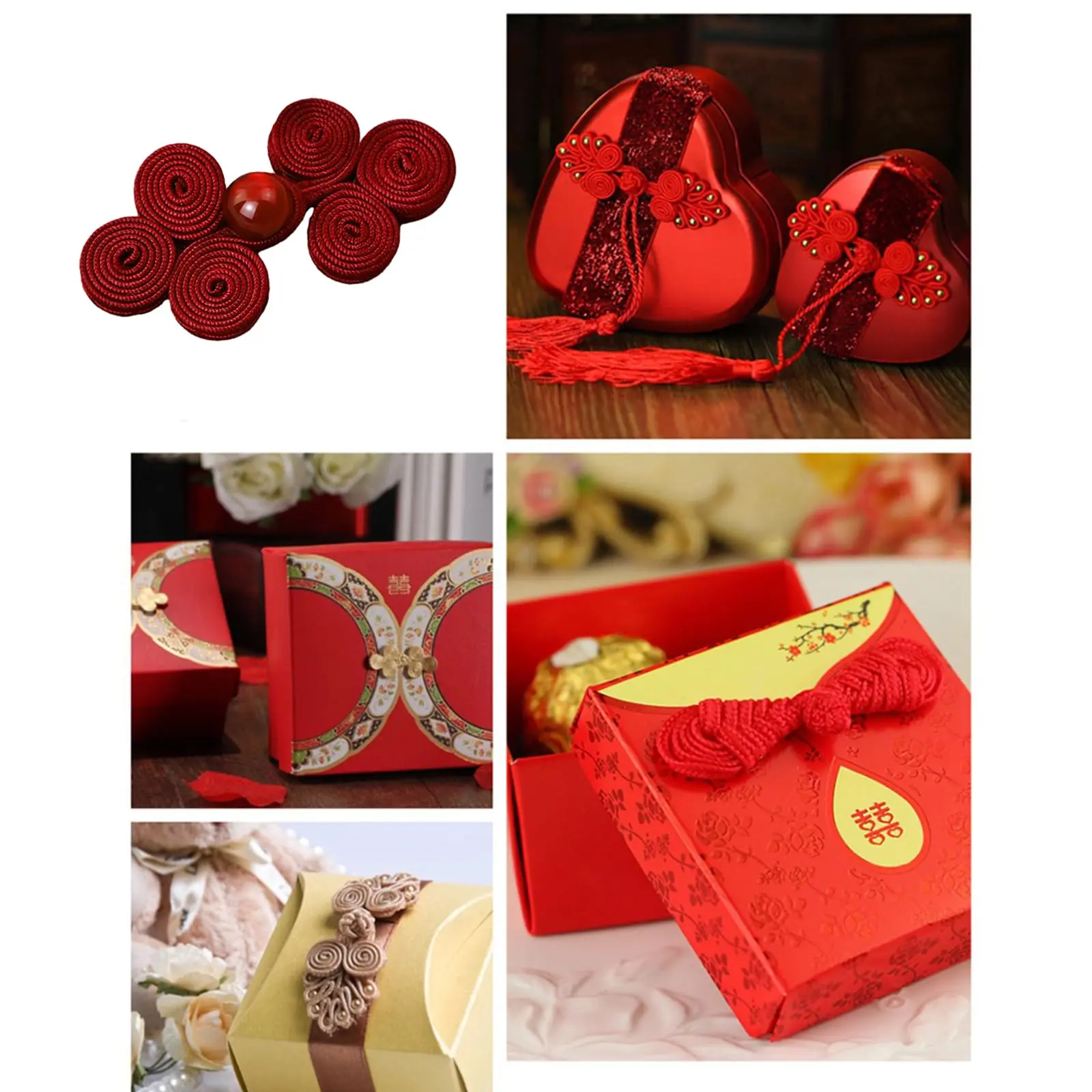 5/10Pairs Chinese Knot Buttons Sewing On Closure Fasteners for Cheongsam Scarf Cardigan Sweater Garments Bead Fastener Button