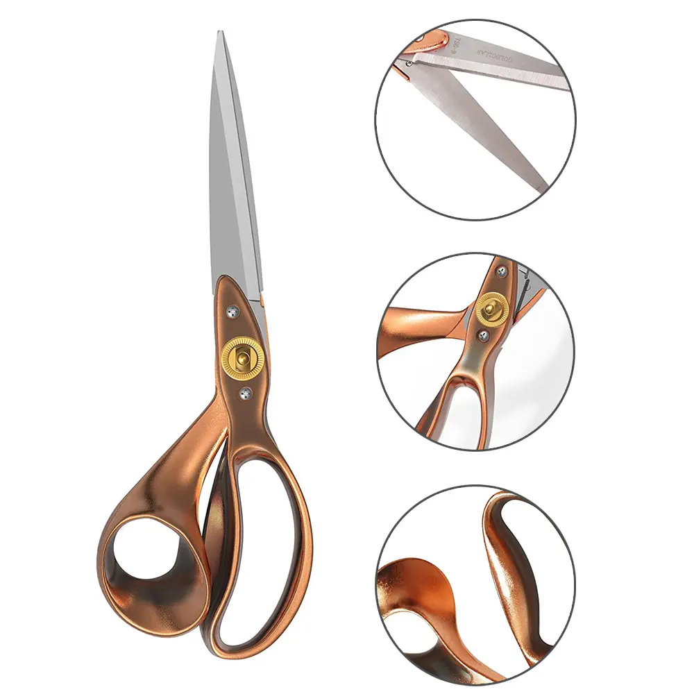 9 Inch Gold Sewing Scissors Embroidery Clothing Leather Paper Special Tool Asymmetric Tailor Scissors DIY Sewing Tools